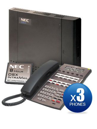 NEC DSX-40 Kit with (3) 22-Key Phones & Intramail Voicemail
